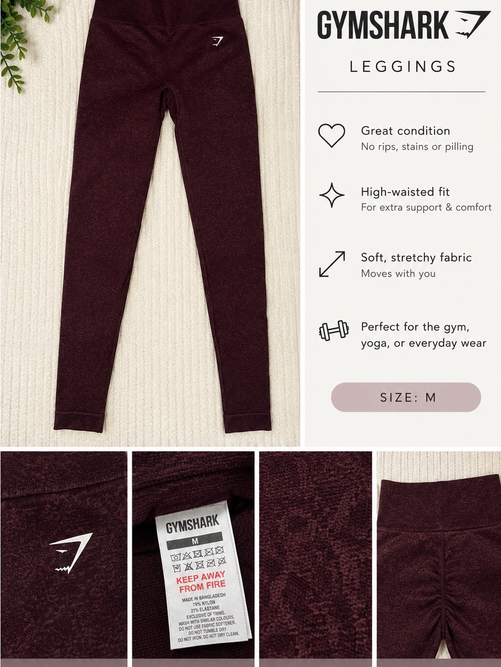 Gymshark Deep Burgundy High-Waist Leggings